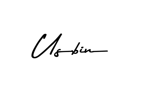 Create a beautiful signature design for name Usbin. With this signature (Asem Kandis PERSONAL USE) fonts, you can make a handwritten signature for free. Usbin signature style 9 images and pictures png