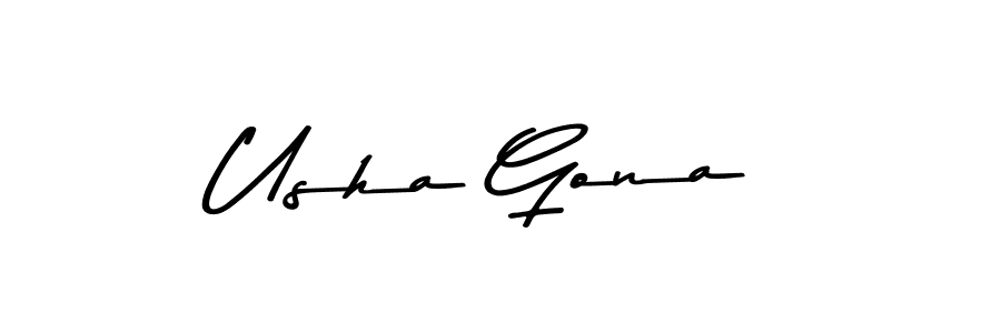 How to make Usha Gona name signature. Use Asem Kandis PERSONAL USE style for creating short signs online. This is the latest handwritten sign. Usha Gona signature style 9 images and pictures png