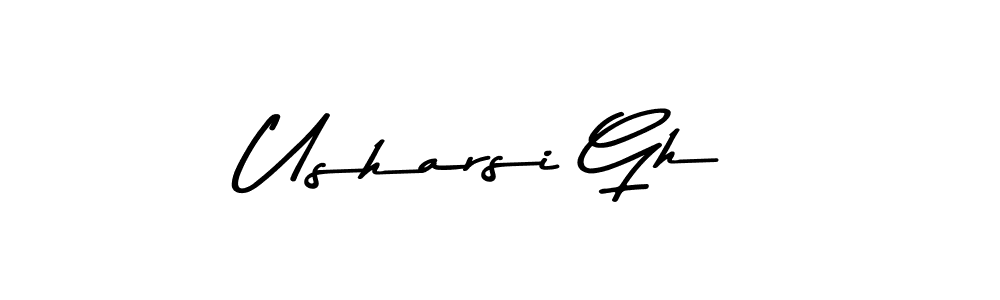 How to make Usharsi Gh name signature. Use Asem Kandis PERSONAL USE style for creating short signs online. This is the latest handwritten sign. Usharsi Gh signature style 9 images and pictures png