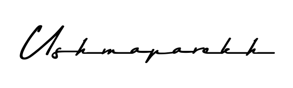 Create your official email sign-off with Ushmaparekh name in Asem Kandis PERSONAL USE style. Crisp, clean, and perfectly legible across all screens. Ushmaparekh signature style 9 images and pictures png