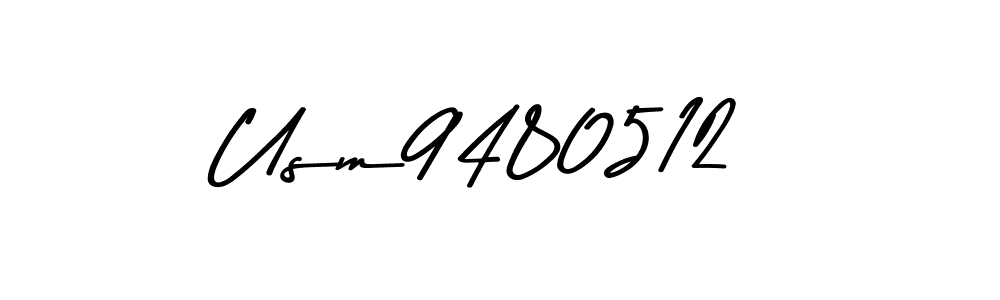 Create a beautiful signature design for name Usm9480512. With this signature (Asem Kandis PERSONAL USE) fonts, you can make a handwritten signature for free. Usm9480512 signature style 9 images and pictures png