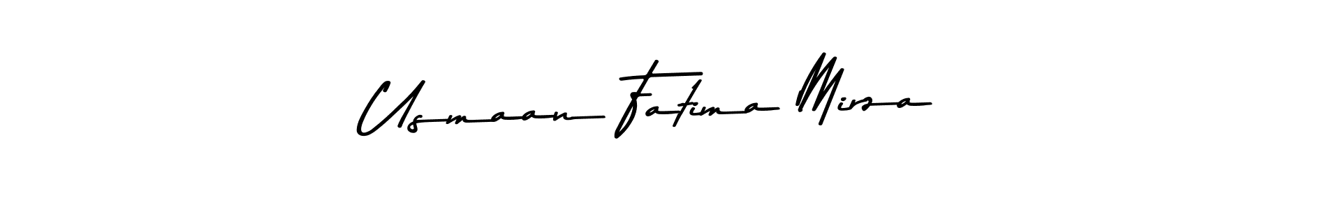 Create a beautiful signature design for name Usmaan Fatima Mirza. With this signature (Asem Kandis PERSONAL USE) fonts, you can make a handwritten signature for free. Usmaan Fatima Mirza signature style 9 images and pictures png