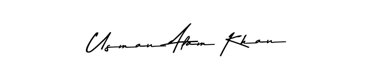 The best way (Asem Kandis PERSONAL USE) to make a short signature is to pick only two or three words in your name. The name Usman Alam Khan include a total of six letters. For converting this name. Usman Alam Khan signature style 9 images and pictures png