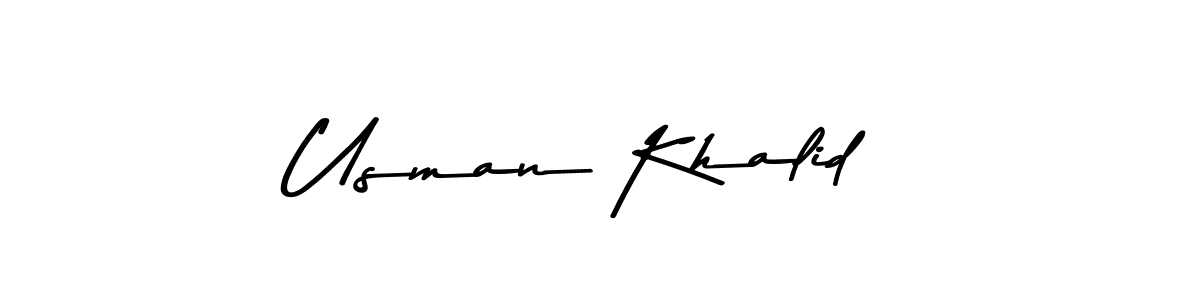 How to make Usman Khalid name signature. Use Asem Kandis PERSONAL USE style for creating short signs online. This is the latest handwritten sign. Usman Khalid signature style 9 images and pictures png