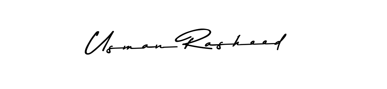 How to make Usman Rasheed name signature. Use Asem Kandis PERSONAL USE style for creating short signs online. This is the latest handwritten sign. Usman Rasheed signature style 9 images and pictures png
