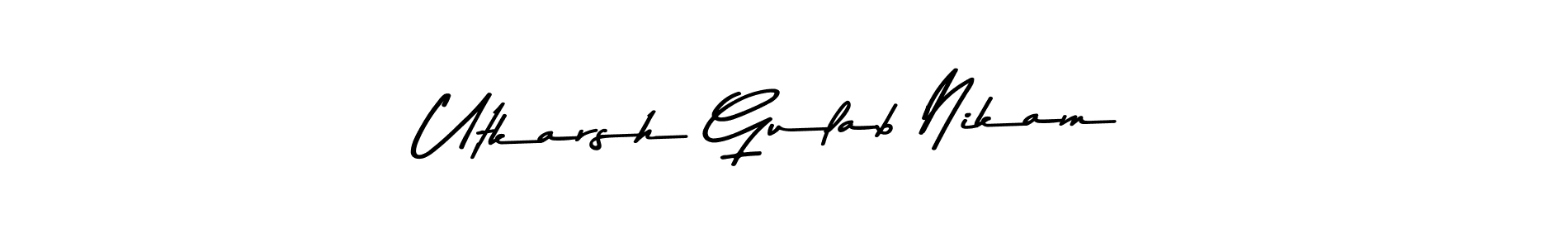 Make a beautiful signature design for name Utkarsh Gulab Nikam. With this signature (Asem Kandis PERSONAL USE) style, you can create a handwritten signature for free. Utkarsh Gulab Nikam signature style 9 images and pictures png