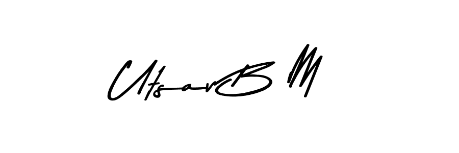 Make a beautiful signature design for name Utsav B M. With this signature (Asem Kandis PERSONAL USE) style, you can create a handwritten signature for free. Utsav B M signature style 9 images and pictures png