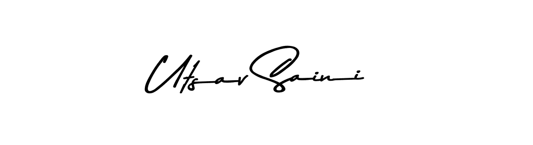 Make a beautiful signature design for name Utsav Saini. With this signature (Asem Kandis PERSONAL USE) style, you can create a handwritten signature for free. Utsav Saini signature style 9 images and pictures png