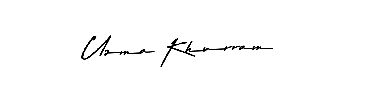 Create a beautiful signature design for name Uzma Khurram. With this signature (Asem Kandis PERSONAL USE) fonts, you can make a handwritten signature for free. Uzma Khurram signature style 9 images and pictures png