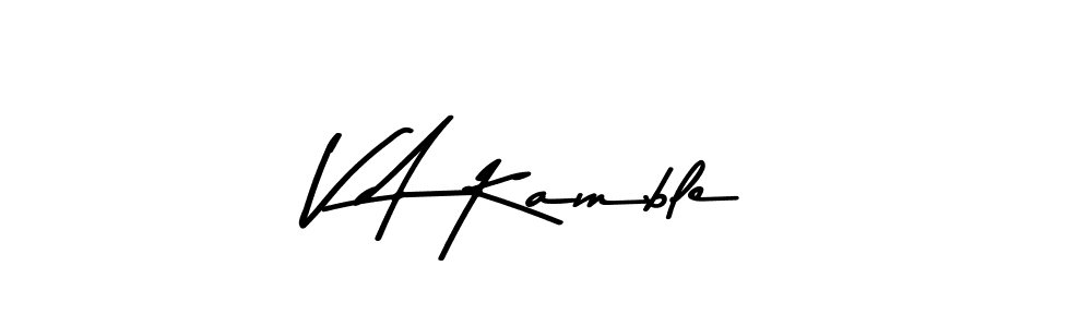 Make a beautiful signature design for name V A Kamble. With this signature (Asem Kandis PERSONAL USE) style, you can create a handwritten signature for free. V A Kamble signature style 9 images and pictures png