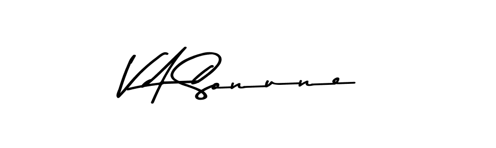 Make a beautiful signature design for name V A Sonune. With this signature (Asem Kandis PERSONAL USE) style, you can create a handwritten signature for free. V A Sonune signature style 9 images and pictures png