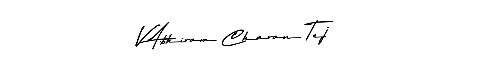 This is the best signature style for the V Abhiram Charan Tej name. Also you like these signature font (Asem Kandis PERSONAL USE). Mix name signature. V Abhiram Charan Tej signature style 9 images and pictures png