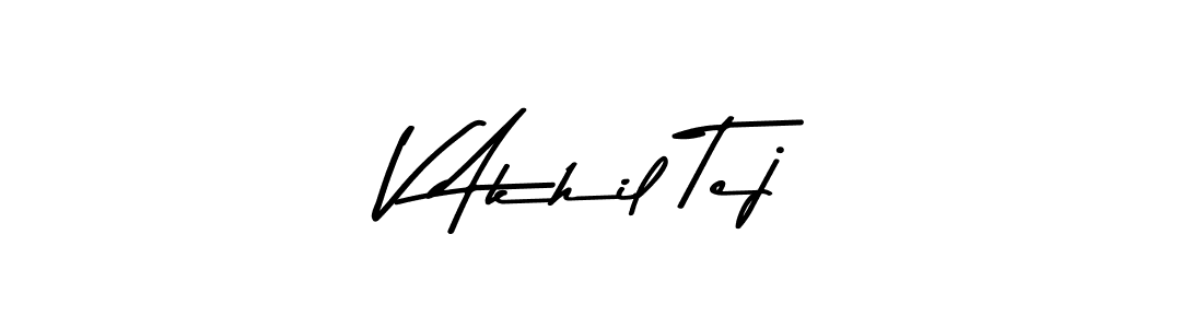 This is the best signature style for the V Akhil Tej name. Also you like these signature font (Asem Kandis PERSONAL USE). Mix name signature. V Akhil Tej signature style 9 images and pictures png