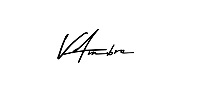 How to make V Ambre name signature. Use Asem Kandis PERSONAL USE style for creating short signs online. This is the latest handwritten sign. V Ambre signature style 9 images and pictures png