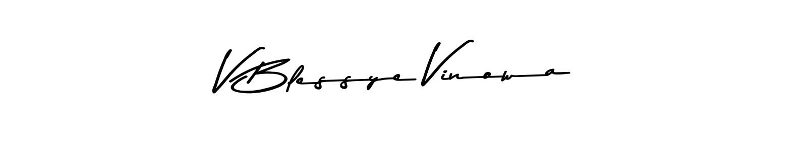 How to make V Blessye Vinowa name signature. Use Asem Kandis PERSONAL USE style for creating short signs online. This is the latest handwritten sign. V Blessye Vinowa signature style 9 images and pictures png