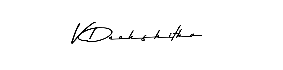 Create a beautiful signature design for name V Deekshitha. With this signature (Asem Kandis PERSONAL USE) fonts, you can make a handwritten signature for free. V Deekshitha signature style 9 images and pictures png