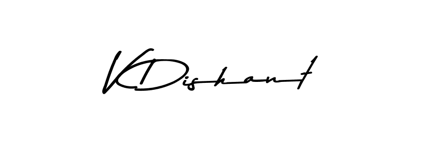 Use a signature maker to create a handwritten signature online. With this signature software, you can design (Asem Kandis PERSONAL USE) your own signature for name V Dishant. V Dishant signature style 9 images and pictures png