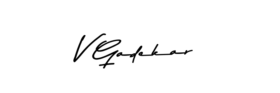 How to make V Gadekar name signature. Use Asem Kandis PERSONAL USE style for creating short signs online. This is the latest handwritten sign. V Gadekar signature style 9 images and pictures png