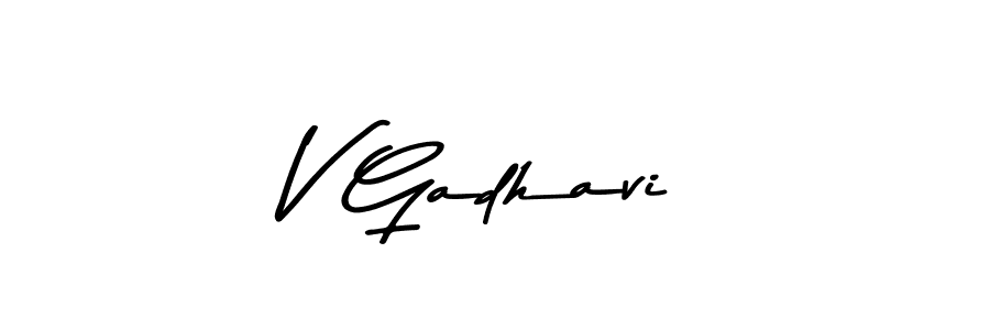 Create a beautiful signature design for name V Gadhavi. With this signature (Asem Kandis PERSONAL USE) fonts, you can make a handwritten signature for free. V Gadhavi signature style 9 images and pictures png