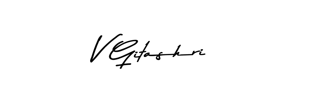 The best way (Asem Kandis PERSONAL USE) to make a short signature is to pick only two or three words in your name. The name V Gitashri include a total of six letters. For converting this name. V Gitashri signature style 9 images and pictures png