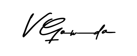 How to make V Gowda name signature. Use Asem Kandis PERSONAL USE style for creating short signs online. This is the latest handwritten sign. V Gowda signature style 9 images and pictures png
