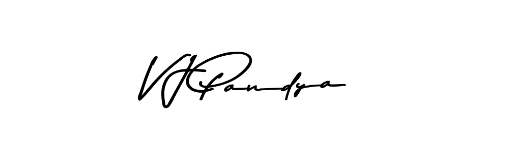 Create a beautiful signature design for name V J Pandya. With this signature (Asem Kandis PERSONAL USE) fonts, you can make a handwritten signature for free. V J Pandya signature style 9 images and pictures png