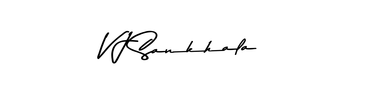 Create a beautiful signature design for name V J Sankhala. With this signature (Asem Kandis PERSONAL USE) fonts, you can make a handwritten signature for free. V J Sankhala signature style 9 images and pictures png