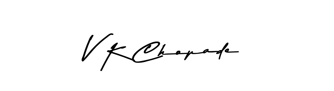Design your own signature with our free online signature maker. With this signature software, you can create a handwritten (Asem Kandis PERSONAL USE) signature for name V K Chopade. V K Chopade signature style 9 images and pictures png