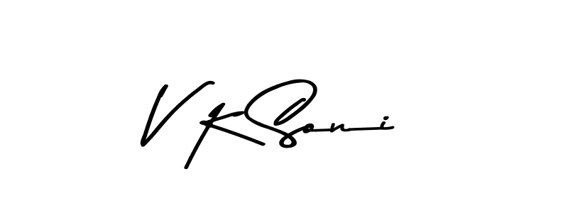 Create a beautiful signature design for name V K Soni. With this signature (Asem Kandis PERSONAL USE) fonts, you can make a handwritten signature for free. V K Soni signature style 9 images and pictures png