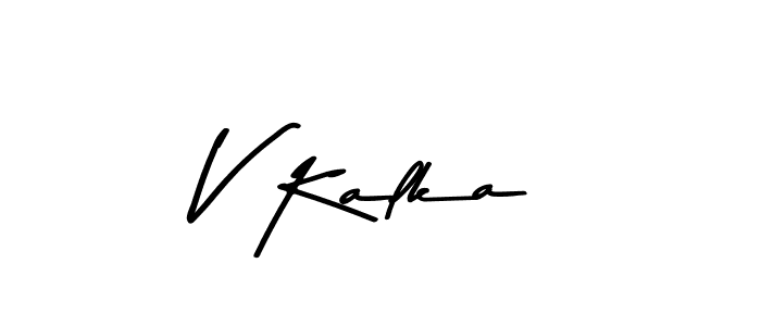 Create a beautiful signature design for name V Kalka. With this signature (Asem Kandis PERSONAL USE) fonts, you can make a handwritten signature for free. V Kalka signature style 9 images and pictures png