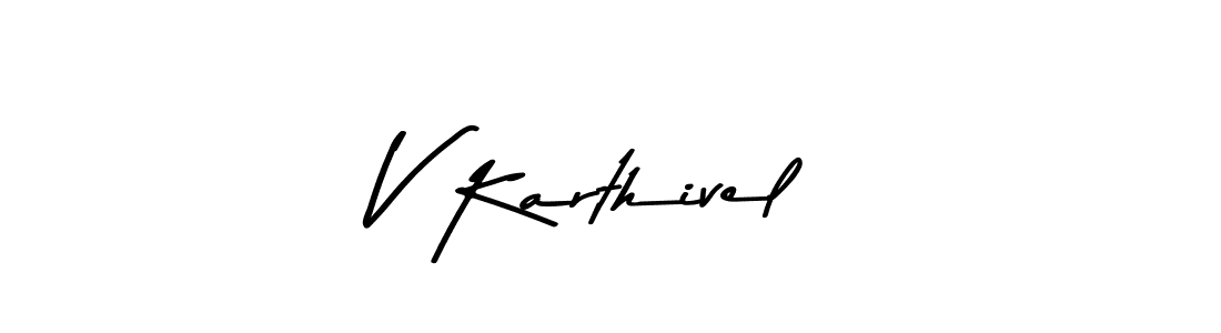 How to make V Karthivel name signature. Use Asem Kandis PERSONAL USE style for creating short signs online. This is the latest handwritten sign. V Karthivel signature style 9 images and pictures png