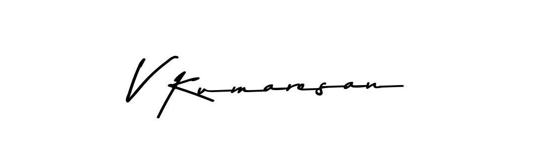 How to make V Kumaresan name signature. Use Asem Kandis PERSONAL USE style for creating short signs online. This is the latest handwritten sign. V Kumaresan signature style 9 images and pictures png
