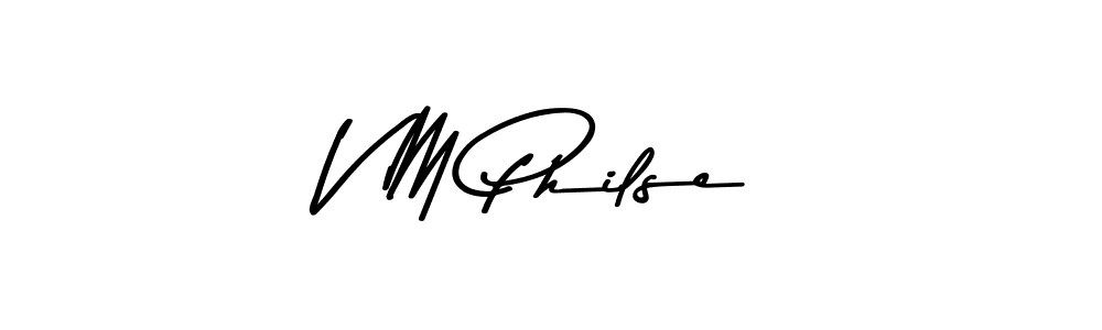 Make a beautiful signature design for name V M Philse. With this signature (Asem Kandis PERSONAL USE) style, you can create a handwritten signature for free. V M Philse signature style 9 images and pictures png