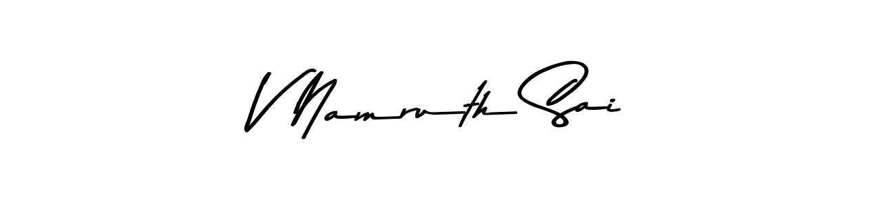 Create a beautiful signature design for name V Namruth Sai. With this signature (Asem Kandis PERSONAL USE) fonts, you can make a handwritten signature for free. V Namruth Sai signature style 9 images and pictures png