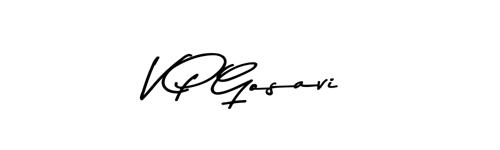 Create a beautiful signature design for name V P Gosavi. With this signature (Asem Kandis PERSONAL USE) fonts, you can make a handwritten signature for free. V P Gosavi signature style 9 images and pictures png