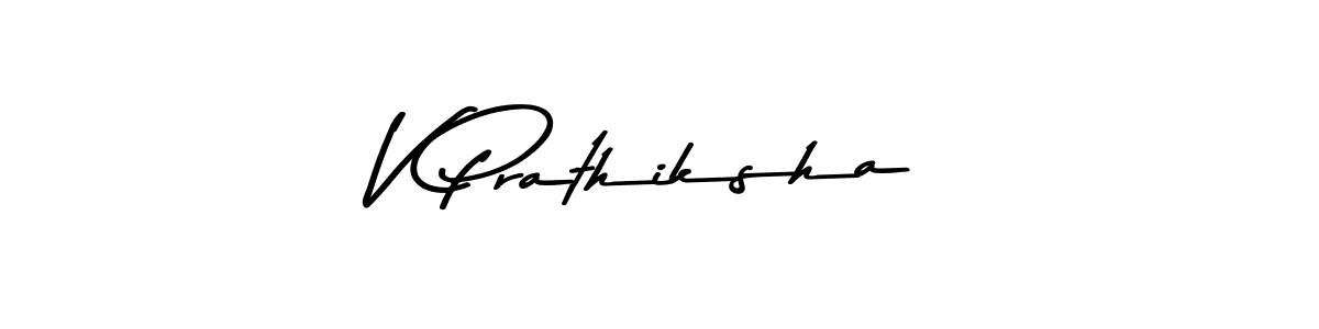 How to make V Prathiksha name signature. Use Asem Kandis PERSONAL USE style for creating short signs online. This is the latest handwritten sign. V Prathiksha signature style 9 images and pictures png