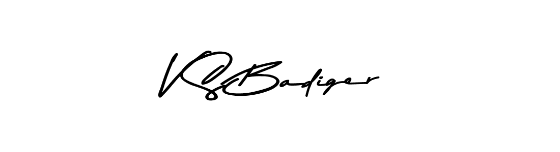 The best way (Asem Kandis PERSONAL USE) to make a short signature is to pick only two or three words in your name. The name V S Badiger include a total of six letters. For converting this name. V S Badiger signature style 9 images and pictures png
