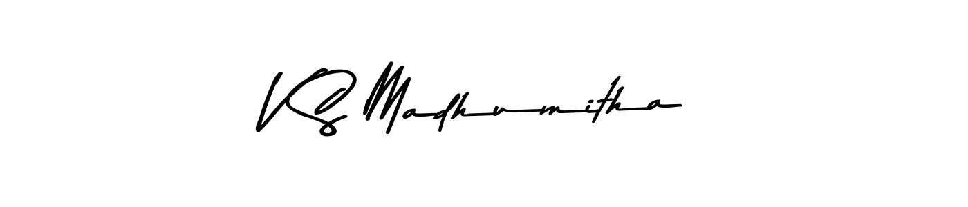 Use a signature maker to create a handwritten signature online. With this signature software, you can design (Asem Kandis PERSONAL USE) your own signature for name V S Madhumitha. V S Madhumitha signature style 9 images and pictures png