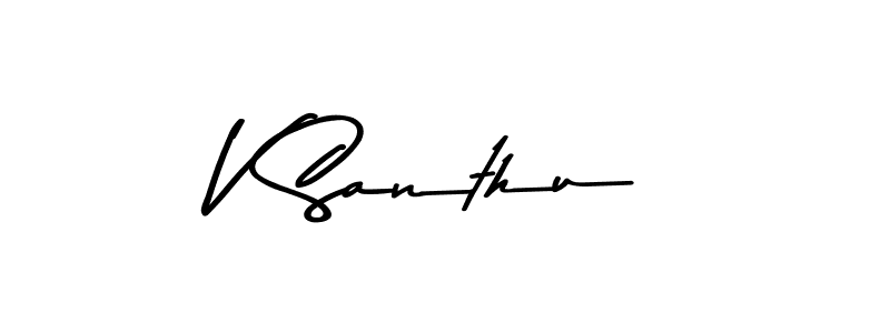 Make a beautiful signature design for name V Santhu. With this signature (Asem Kandis PERSONAL USE) style, you can create a handwritten signature for free. V Santhu signature style 9 images and pictures png