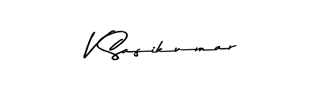 How to make V Sasikumar name signature. Use Asem Kandis PERSONAL USE style for creating short signs online. This is the latest handwritten sign. V Sasikumar signature style 9 images and pictures png