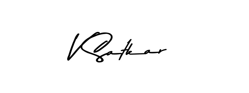 Create a beautiful signature design for name V Satkar. With this signature (Asem Kandis PERSONAL USE) fonts, you can make a handwritten signature for free. V Satkar signature style 9 images and pictures png