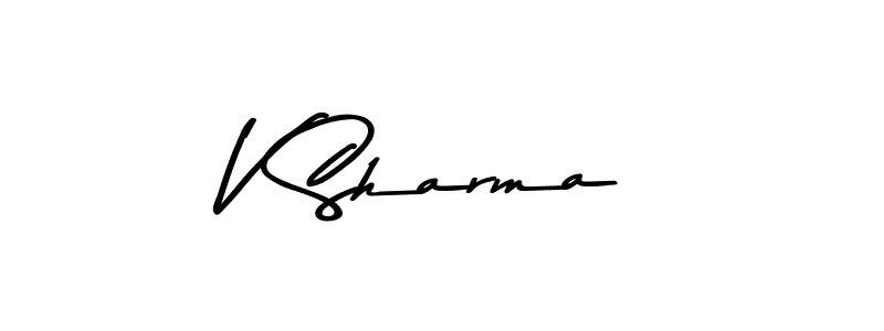 Create a beautiful signature design for name V Sharma. With this signature (Asem Kandis PERSONAL USE) fonts, you can make a handwritten signature for free. V Sharma signature style 9 images and pictures png