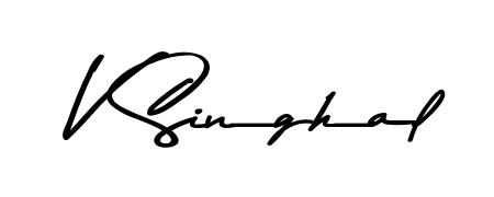 A sleek calligraphic signature for name V Singhal utilizing Asem Kandis PERSONAL USE styling. Great for adding personal signatures to photos and art. V Singhal signature style 9 images and pictures png