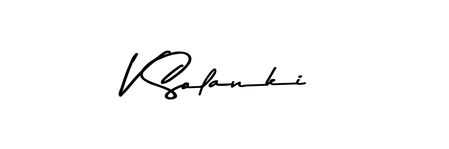 Create a beautiful signature design for name V Solanki. With this signature (Asem Kandis PERSONAL USE) fonts, you can make a handwritten signature for free. V Solanki signature style 9 images and pictures png