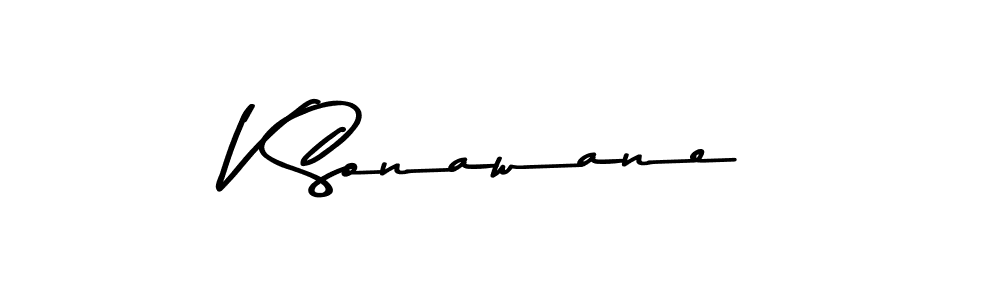 How to make V Sonawane name signature. Use Asem Kandis PERSONAL USE style for creating short signs online. This is the latest handwritten sign. V Sonawane signature style 9 images and pictures png