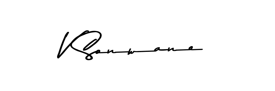 Create a beautiful signature design for name V Sonwane. With this signature (Asem Kandis PERSONAL USE) fonts, you can make a handwritten signature for free. V Sonwane signature style 9 images and pictures png