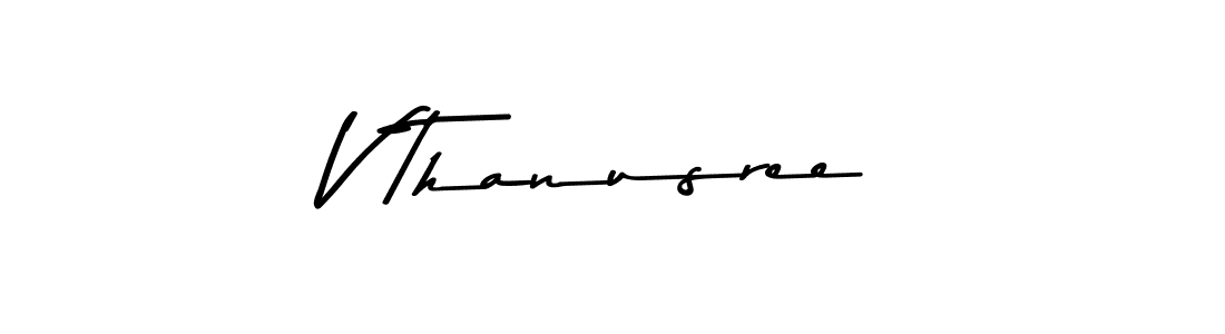 The best way (Asem Kandis PERSONAL USE) to make a short signature is to pick only two or three words in your name. The name V Thanusree include a total of six letters. For converting this name. V Thanusree signature style 9 images and pictures png