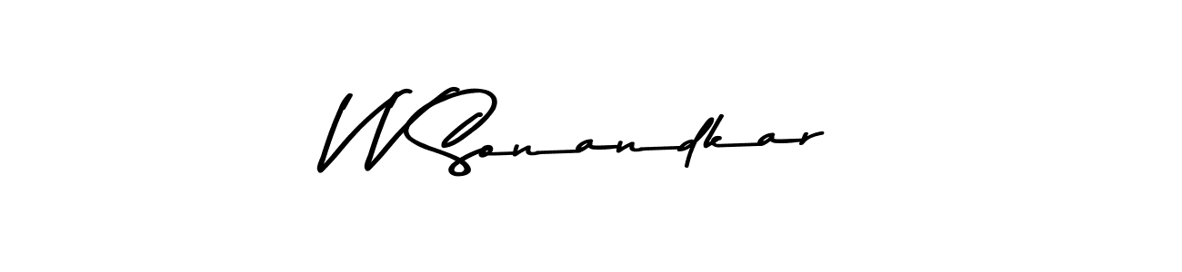Use a signature maker to create a handwritten signature online. With this signature software, you can design (Asem Kandis PERSONAL USE) your own signature for name V V Sonandkar. V V Sonandkar signature style 9 images and pictures png