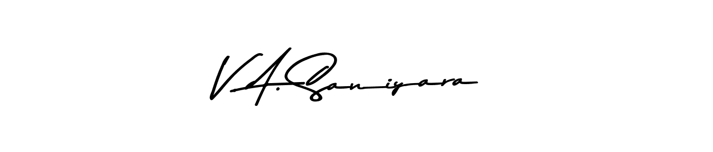 Create a beautiful signature design for name V. A. Saniyara. With this signature (Asem Kandis PERSONAL USE) fonts, you can make a handwritten signature for free. V. A. Saniyara signature style 9 images and pictures png