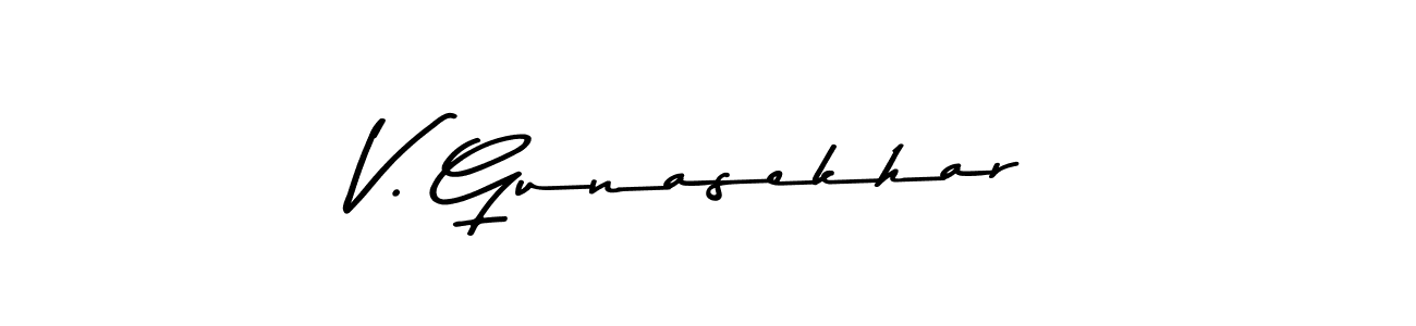 Make a beautiful signature design for name V. Gunasekhar. With this signature (Asem Kandis PERSONAL USE) style, you can create a handwritten signature for free. V. Gunasekhar signature style 9 images and pictures png